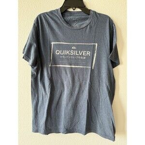 Quiksilver Men's Blue Short Sleeve T-Shirt, Crew Neck, Size Medium